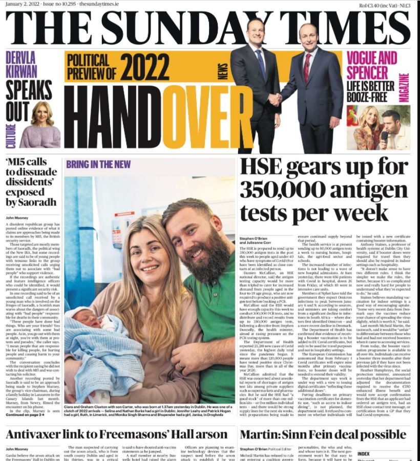 The Sunday Times front page