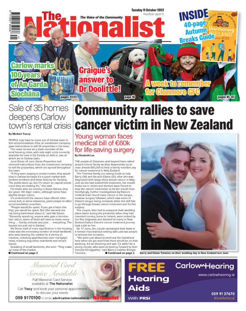 Carlow Nationalist front page
