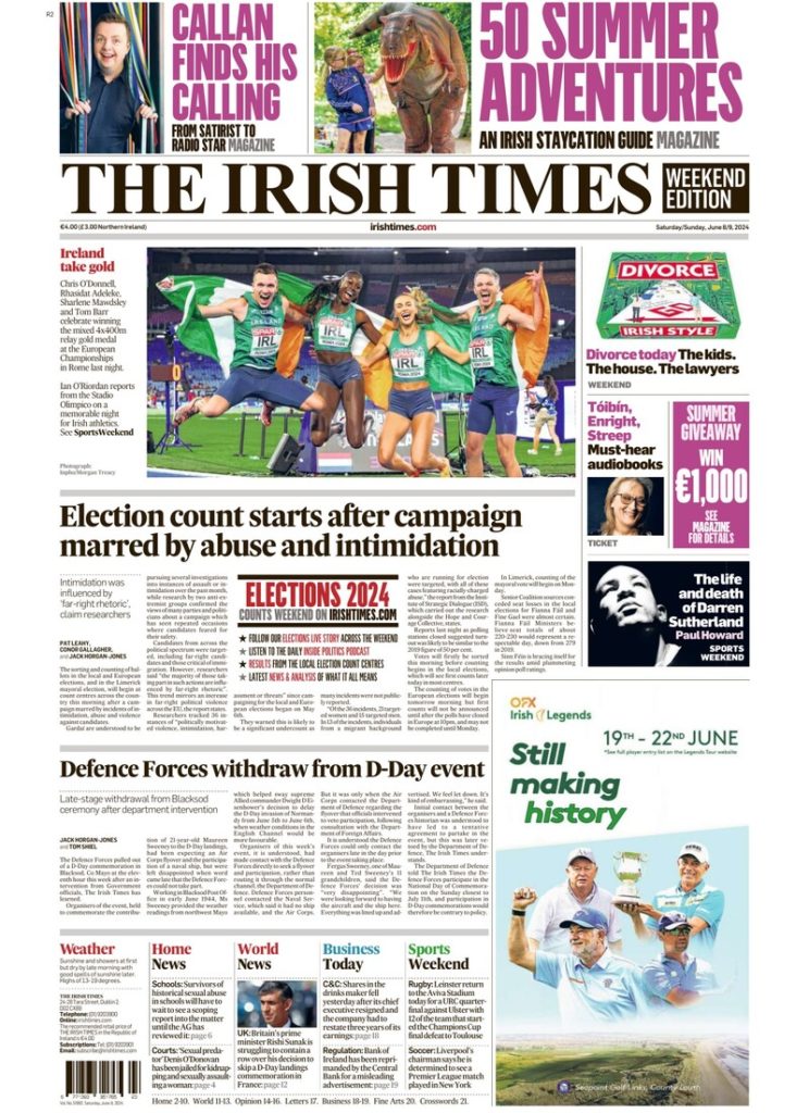 What the papers say: Saturday's front pages - Homepage - Laois Nationalist